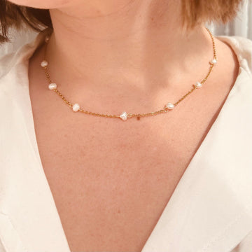 Collar de perlas doradas - Collar cotidiano