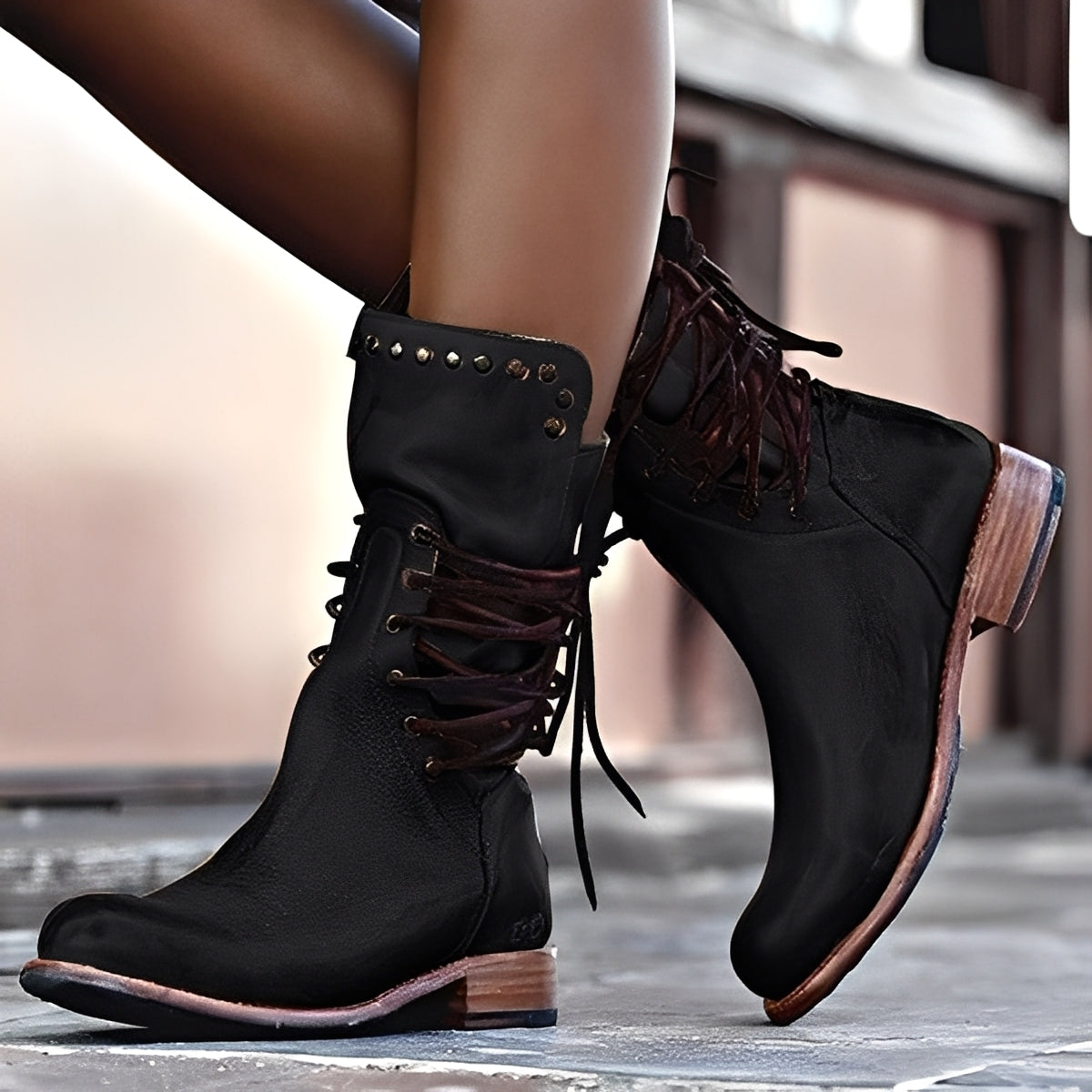 Lenora - Botas clásicas de tacón bajo para mujeres