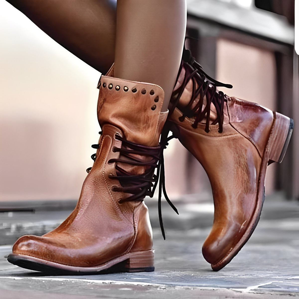 Lenora - Botas clásicas de tacón bajo para mujeres
