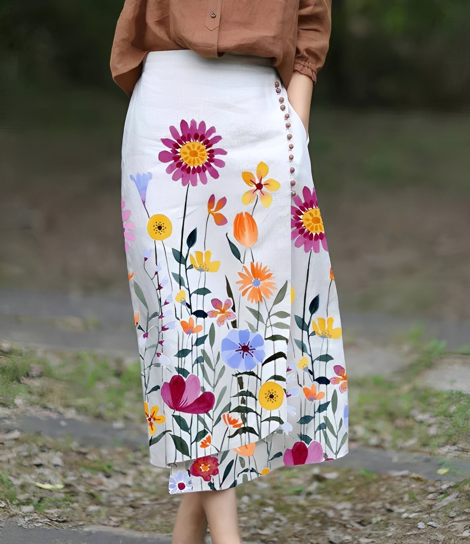 Manda - Elegante falda asimétrica de línea A para damas