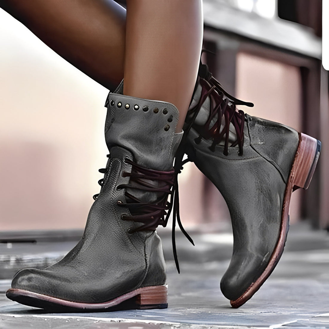 Lenora - Botas clásicas de tacón bajo para mujeres