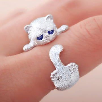 Louna – Anillo de gato delgado de plata de 925
