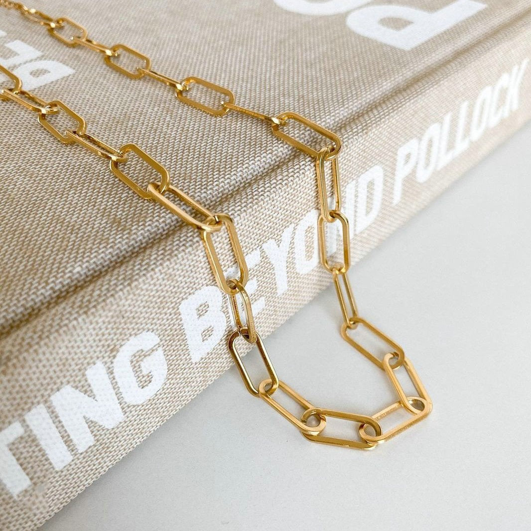 Lena – Collar tipo paperclip chapado en oro de 18K