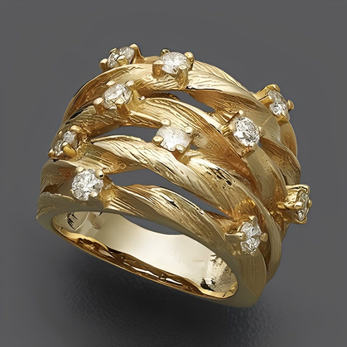 Marisse – Anillo dorado de diseño vintage con brillo sutil