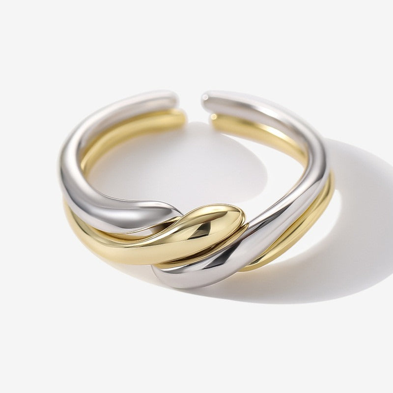 Elaine – Anillo S925 de plata con ola de agua asimétrica