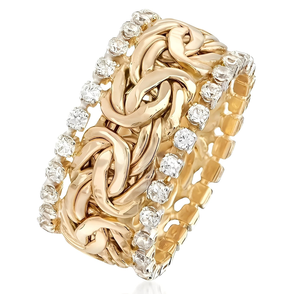 Lydia – Joya trenzada en oro con circonitas