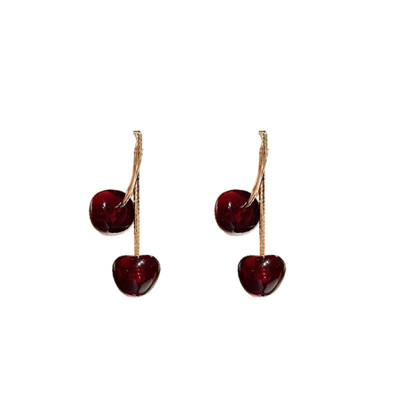 Cheri – Pendientes dorados colgantes de cereza