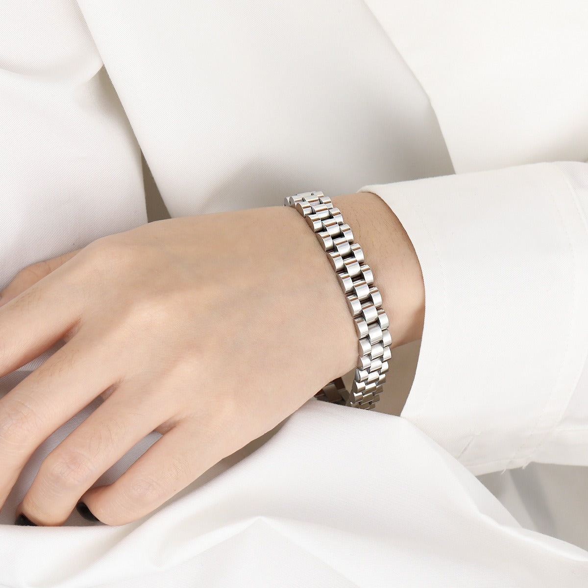 Bianca – Pulsera de cadena cubana tipo reloj