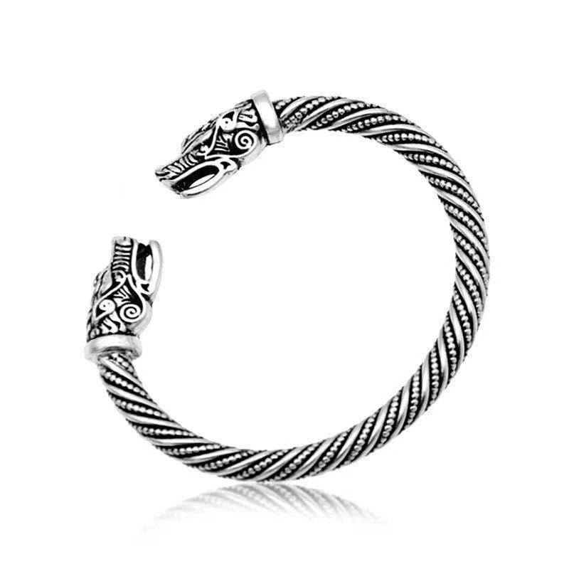 Ragnar – Pulsera vikinga con apariencia de plata envejecida para hombres