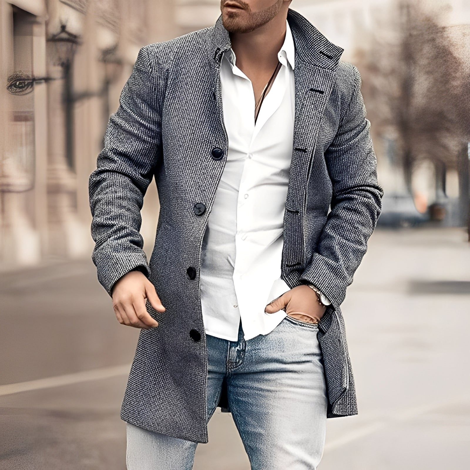 Guillaume - Abrigo largo clásico para hombres