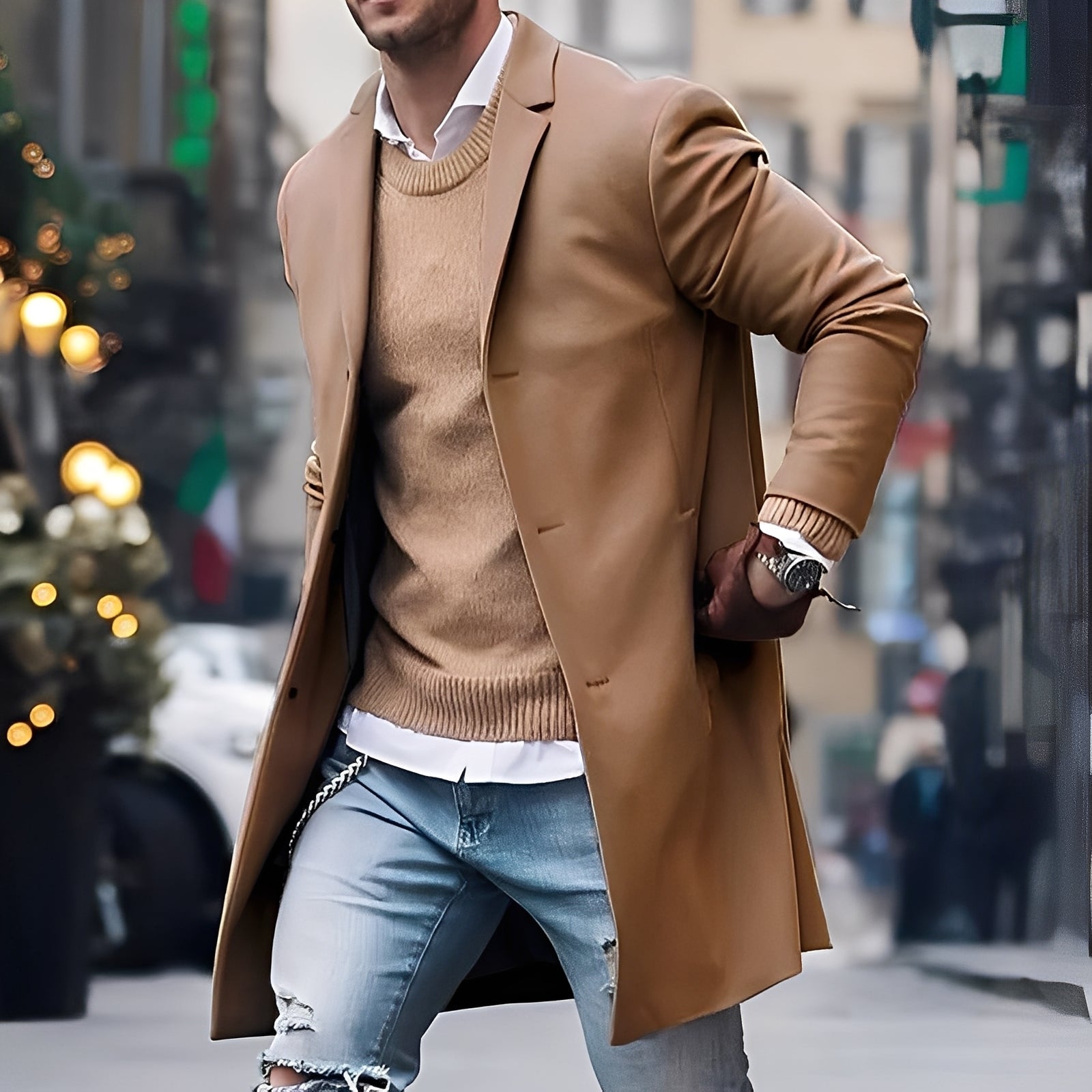 Landen - Trench elegante con cuello reverso para hombres