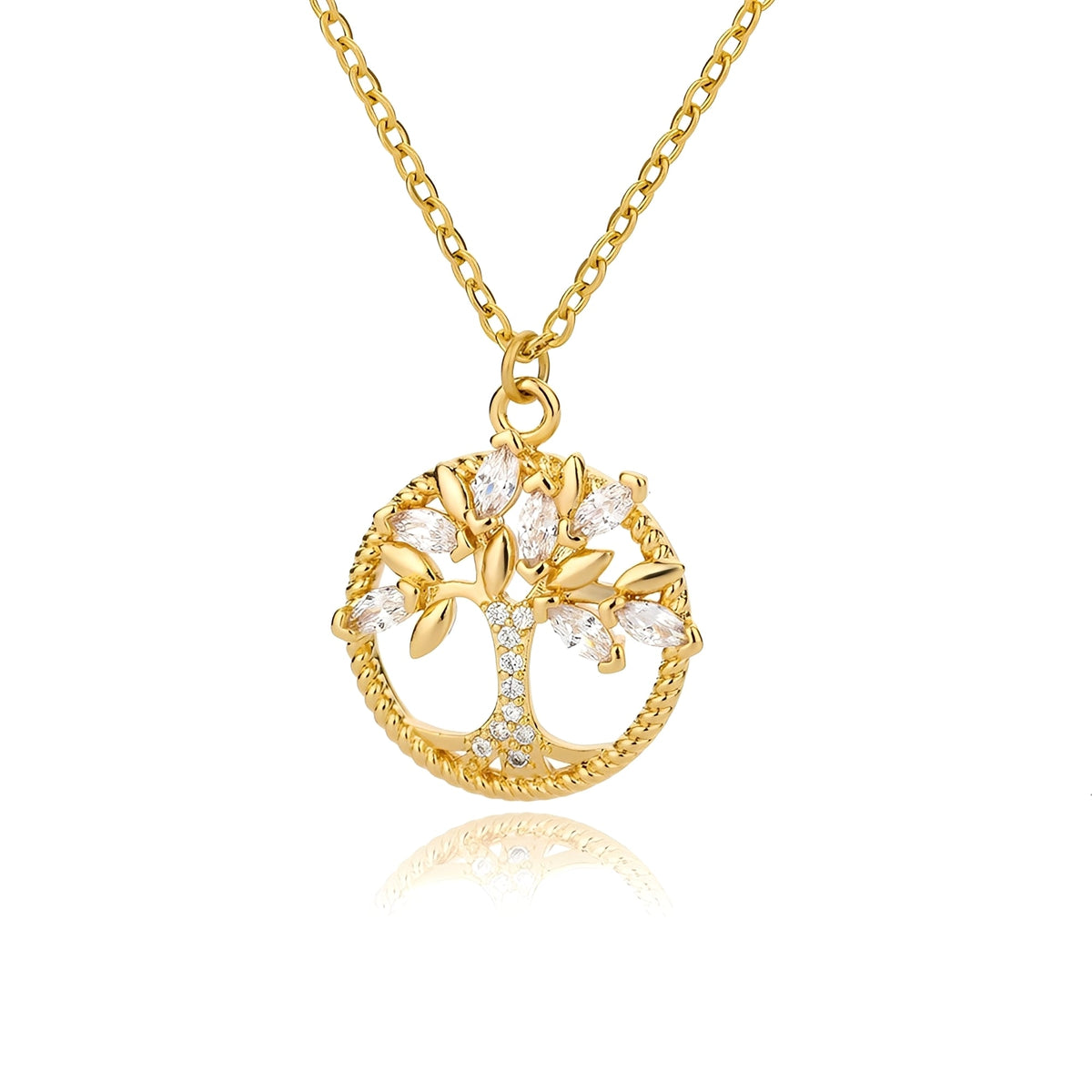 Toshi – Collar árbol de la vida en oro con circonitas