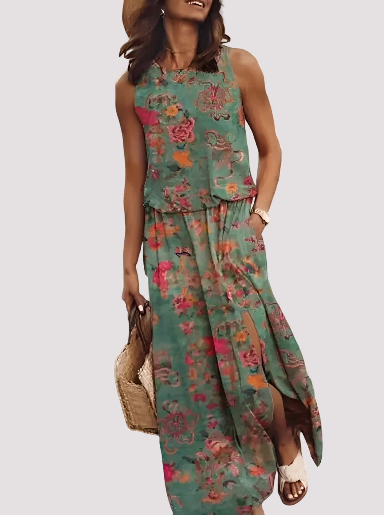 Halle - Elegante vestido maxi sin mangas para damas