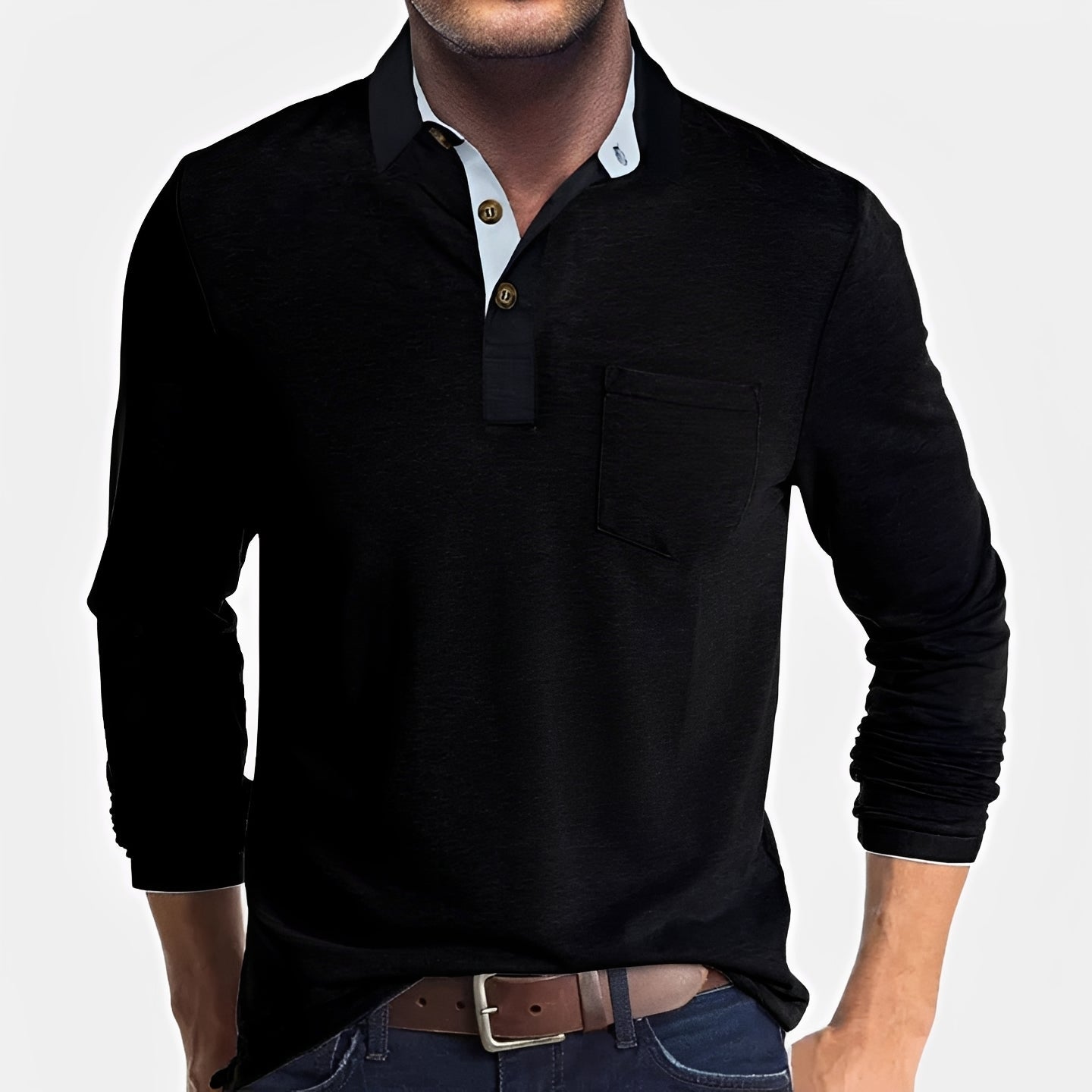 Hardy - Camisa Polo de Manga Larga Casual
