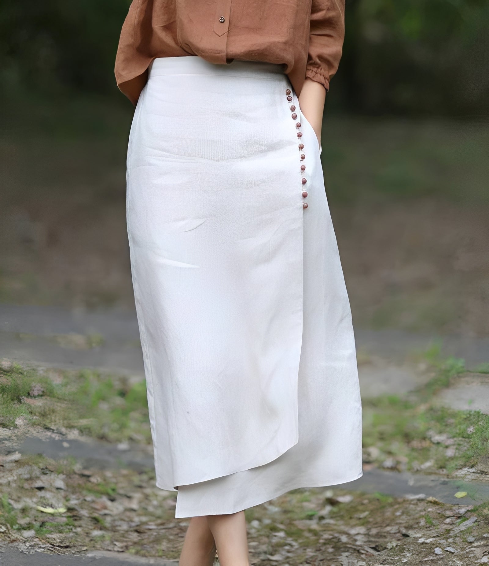 Manda - Elegante falda asimétrica de línea A para damas