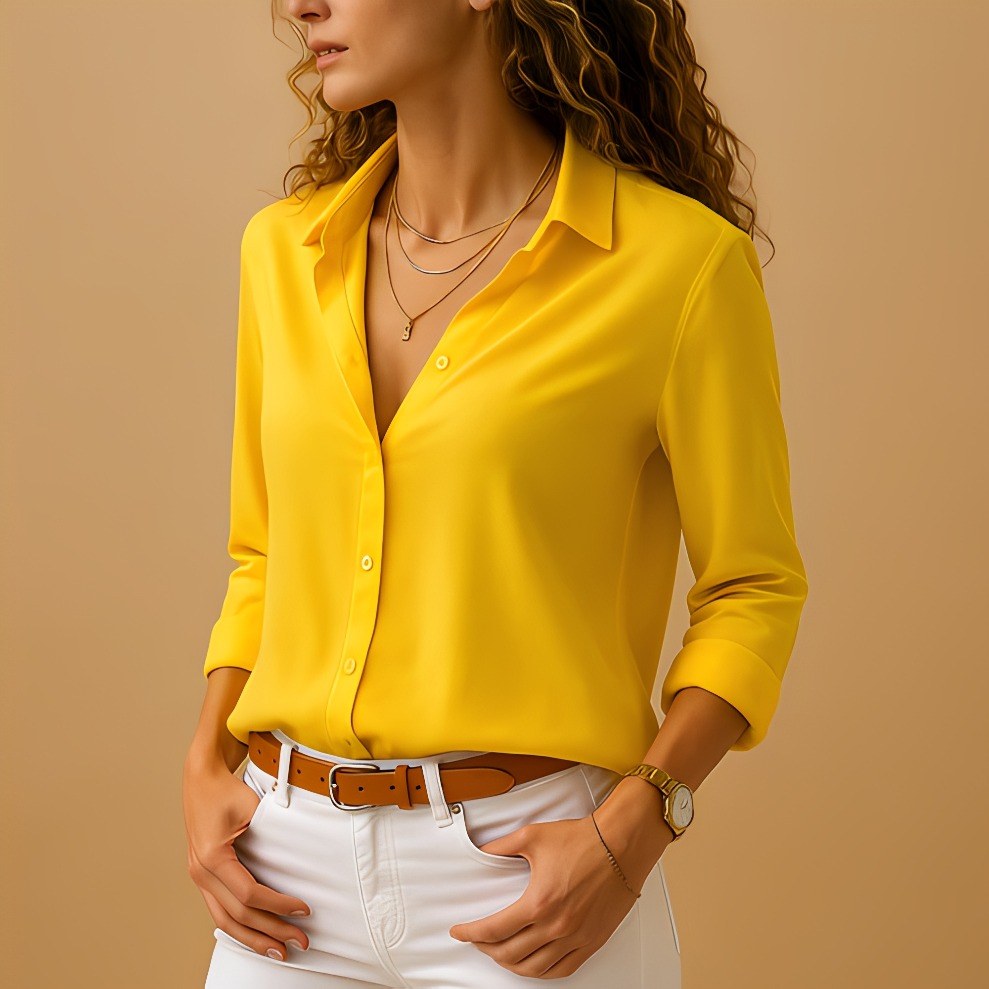Akera - Blusa elegante de manga larga para mujeres