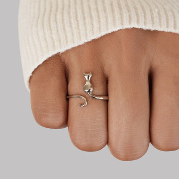 Mindy – Anillo gato plata mística