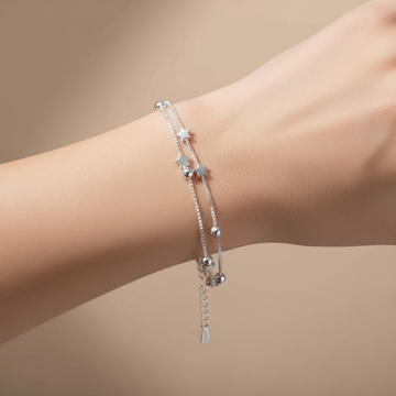 Yuna – Pulsera doble círculo estrella de estilo coreano