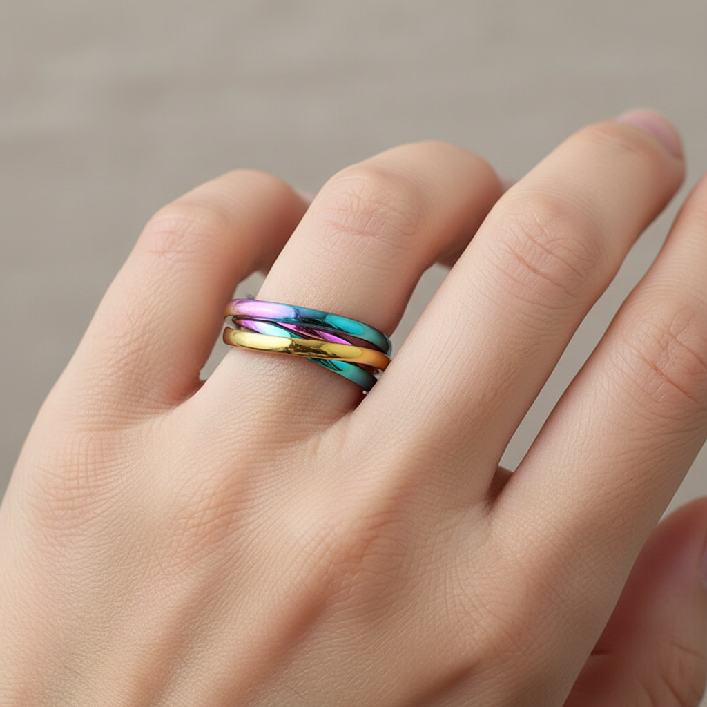 Sansen – Conjunto de anillos de tres anillos de acero de titanio