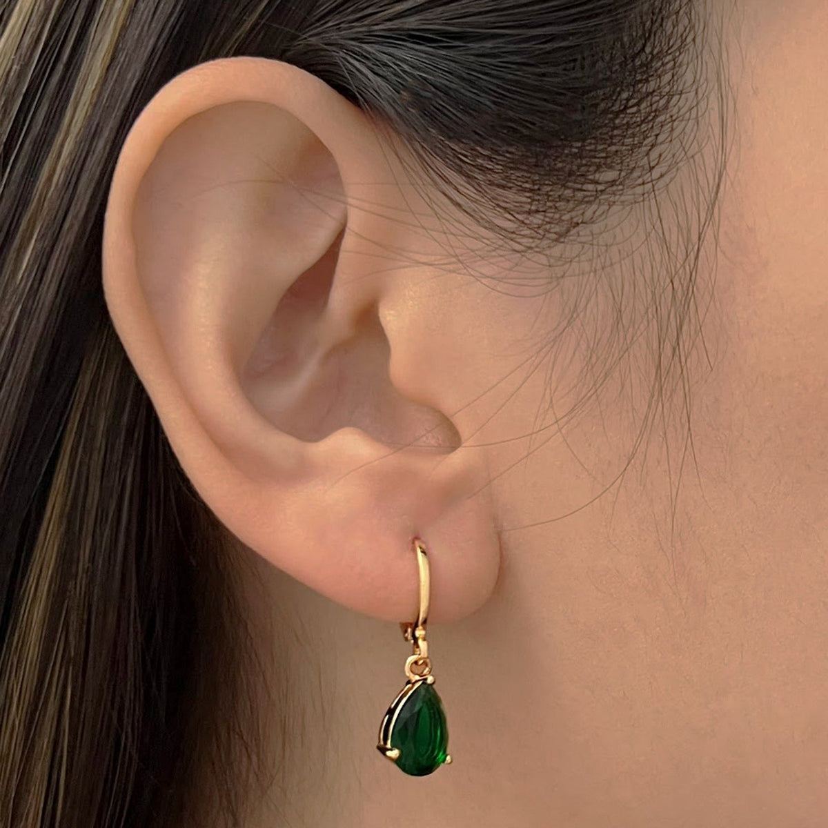 Verde esmeralda - Pendientes de gema en forma de lágrima